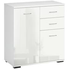 HOMCOM Sideboard, Modern Storage Cabinet with 2 Drawers, 2 Doors and Adjustable Shelf, Kitchen Cabinet for Living Room, Dining Room, High Gloss White