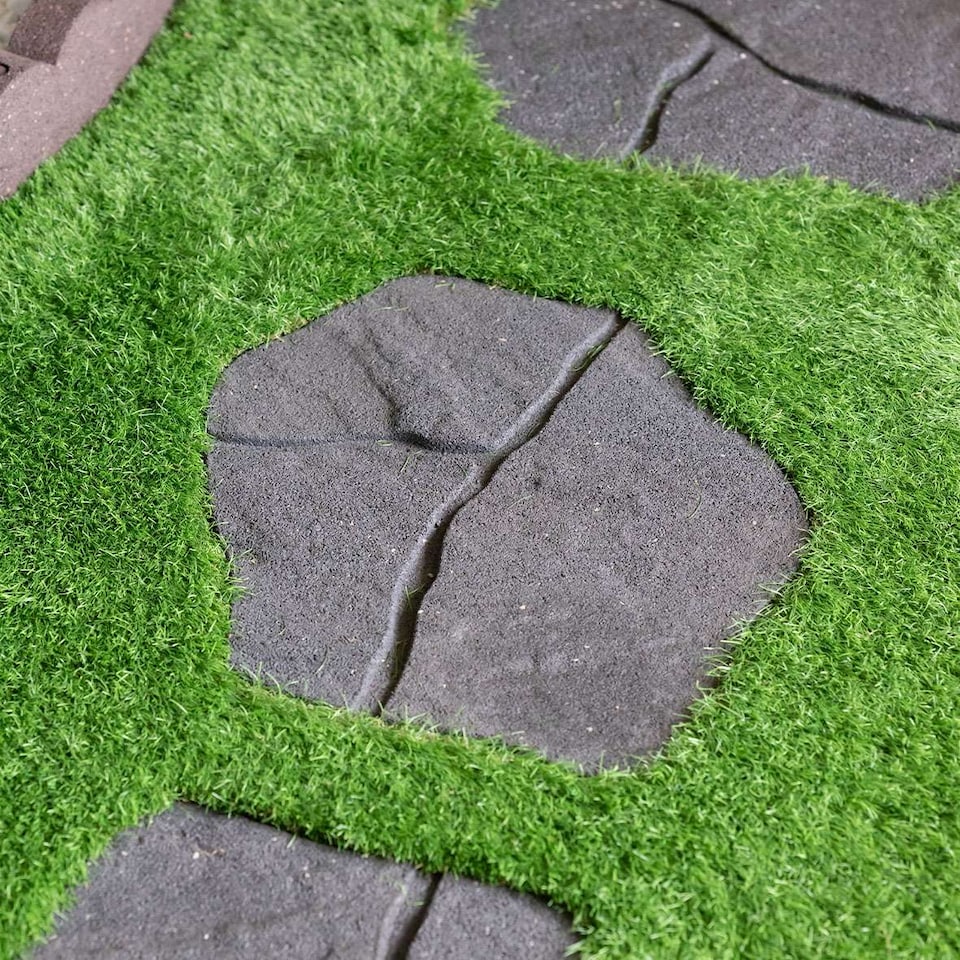 image 1 of Stepping Stones Rubber Path Walkway Stone Design - Grey - Pack of 2 | Grey | Grey | Pack of 2