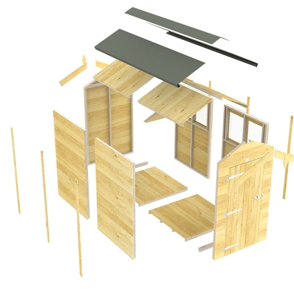 image 1 of 7 x 12 Feet Apex Shed - Single Door Without Windows - Wood - L358 x W214 x H217 cm Brown