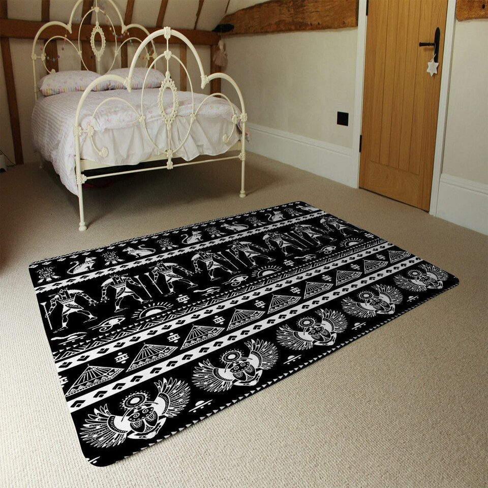 image 1 of Heiroglyphs on Black (Rug) Black | Large: 140x200cm