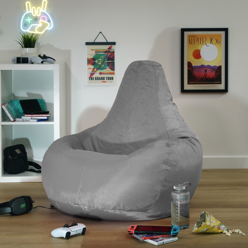 image 1 of Recliner Indoor Outdoor Bean Bag Grey Bean Bag Chair | Grey | Grey | 1