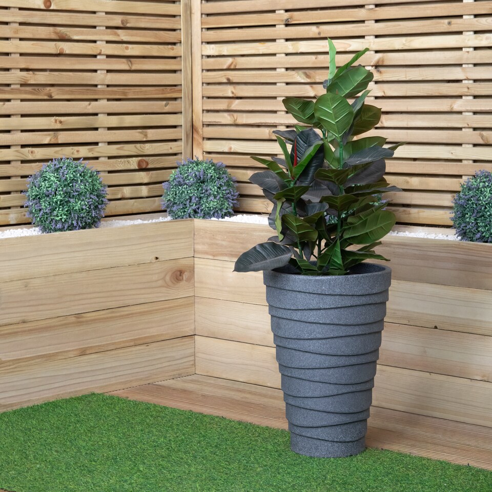 image 1 of 56cm Medium Round Grey Garden Patio Trojan Plant Pot