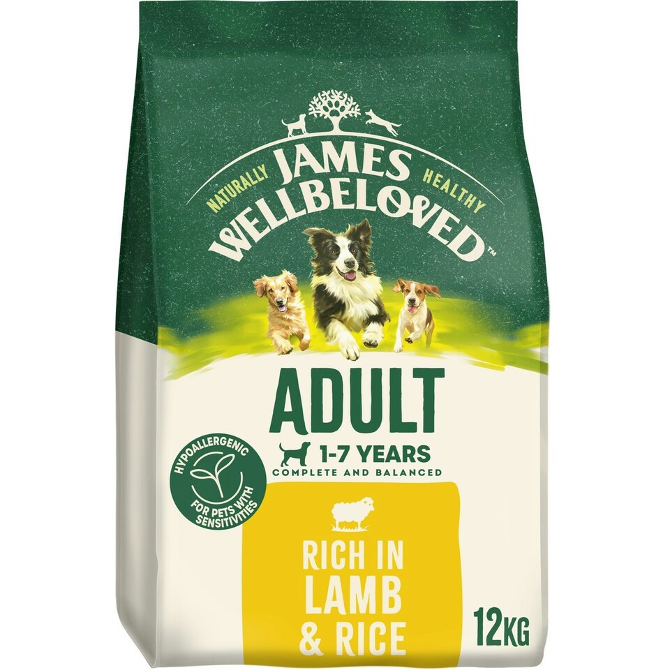 image 1 of James Wellbeloved 1-7 Years Adult Dry Dog Food Rich in Lamb & Rice 12kg
