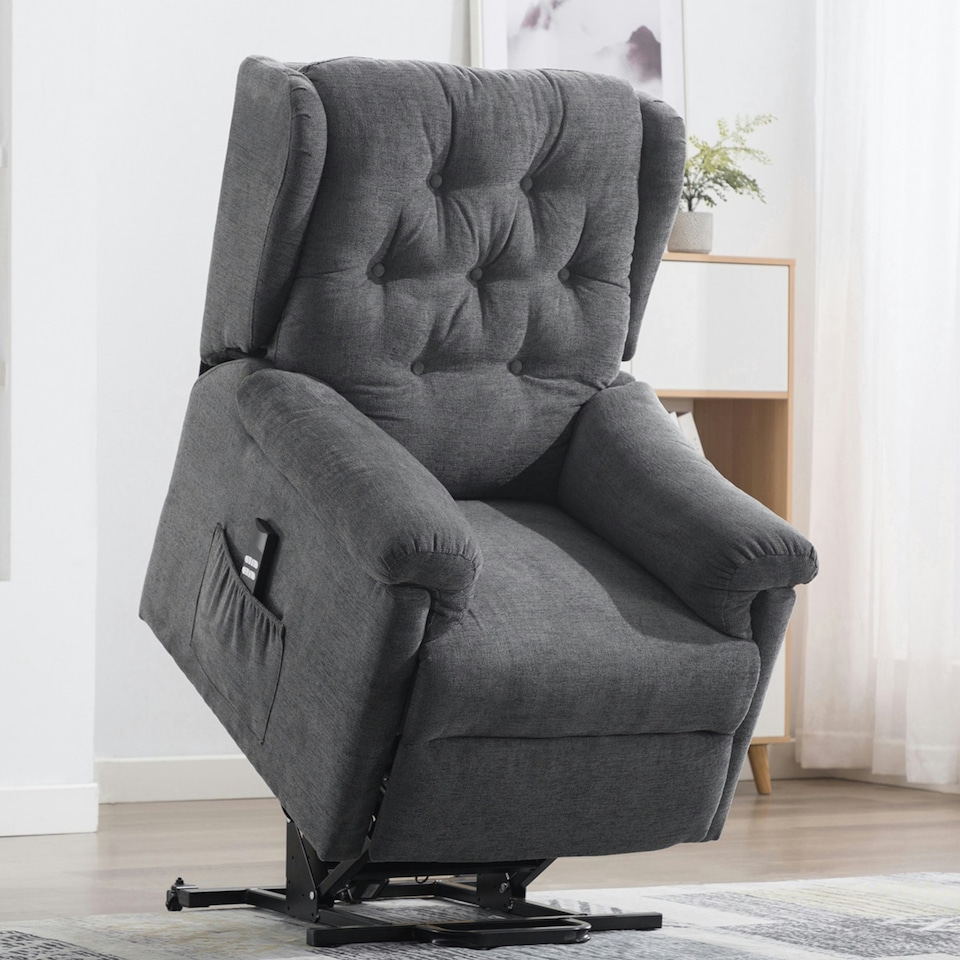 image 1 of Barnsley Fabric Electric Dual Motor Rise Recliner Mobility Armchair (Charcoal)