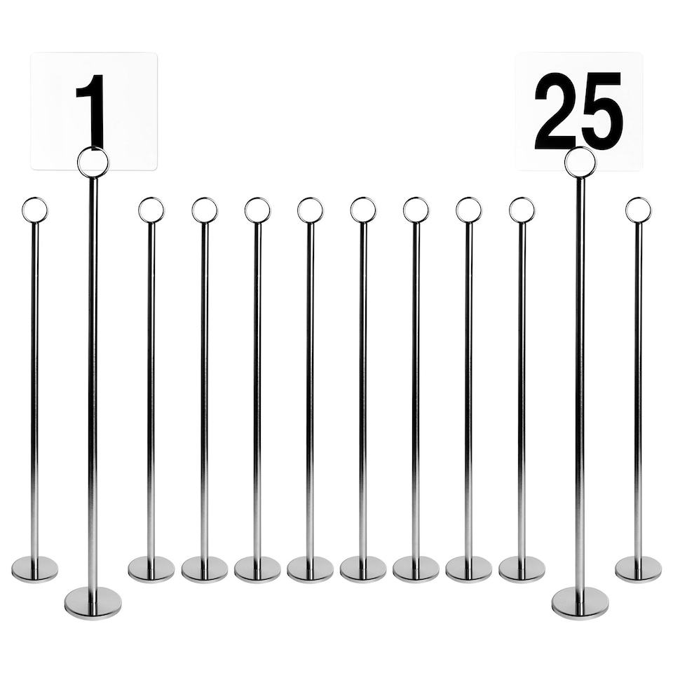 image 1 of Argon Tableware Table Numbers with 46cm Holders - 46cm - Silver - Pack of 25 | Silver | Silver