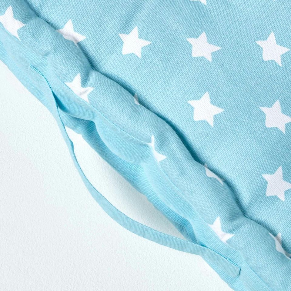 image 1 of Homescapes Cotton Blue Stars Floor Cushion - 40 x 40 cm | Blue | 40 x 40 cm