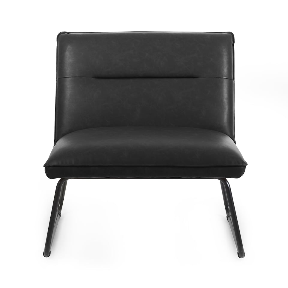 image 1 of Saxon Black Faux Leather Lounge Chair