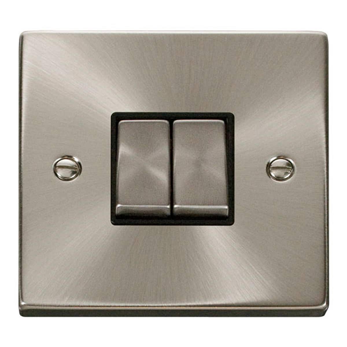 SE Home Satin / Brushed Chrome 10A 2 Gang 2 Way Ingot Light Switch in Metallic Silver