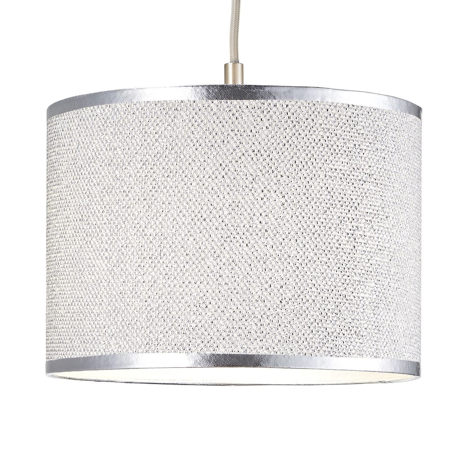 image 1 of Modern and Designer Mini Diamond Silver Glitter Fabric Lamp Shade 25cm Wide | Silver | Silver | 1