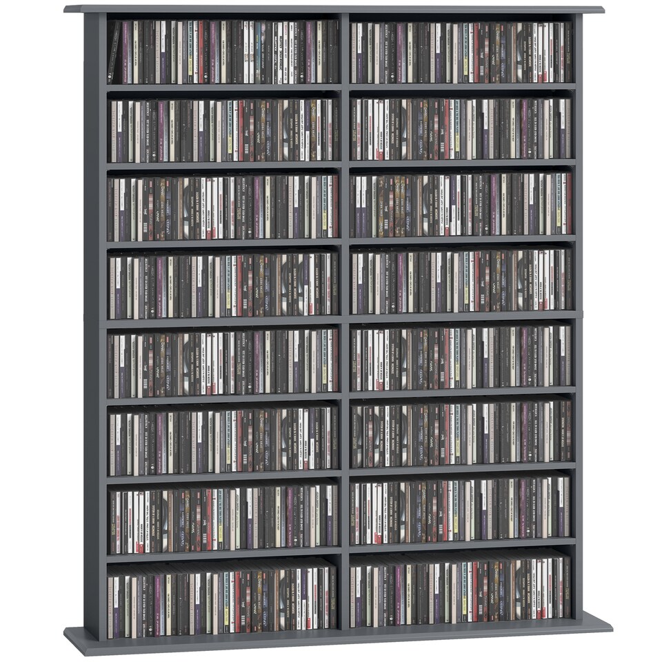 image 1 of HOMCOM CD Storage Unit DVD Tower Blu-ray Storage Shelf for Office, Grey