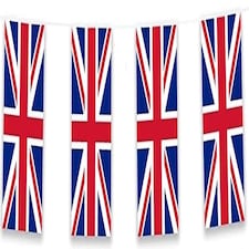 Union Jack Flag Party Bunting 10m with 20 Square Flags