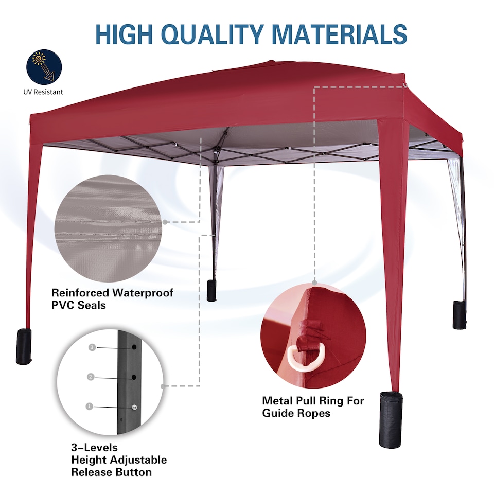 image 1 of MCC Direct Gazebo 3x3 Pop up Garden Outdoor Tent Patio Canopy Marquee with Sides