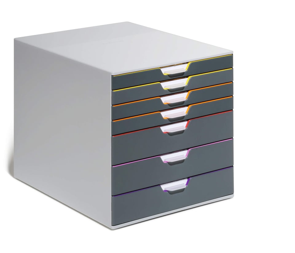 image 1 of Durable VARICOLOR Desktop Organiser 7 Drawer Colour Coded Modular Storage | A4+ | Grey