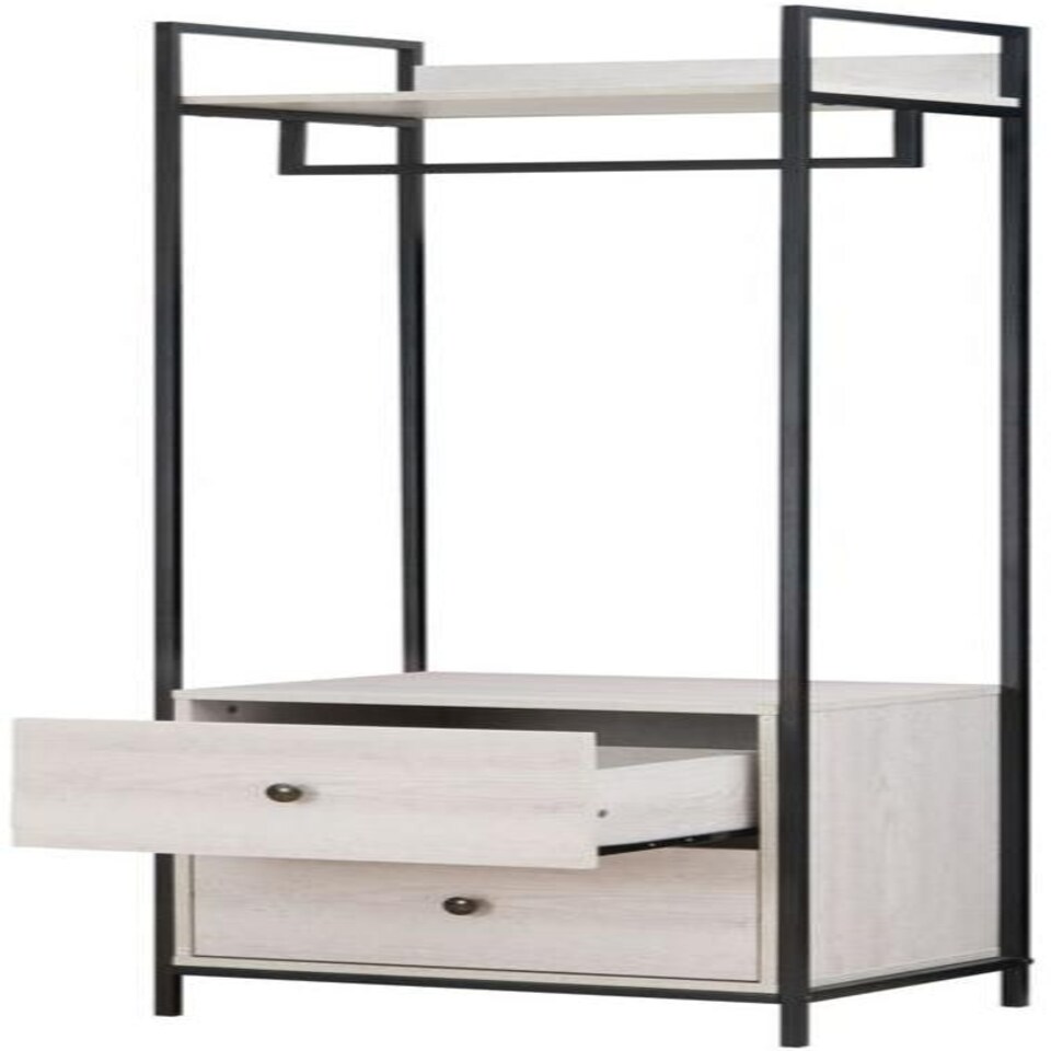 image 1 of Alva Open Wardrobe with 2 Drawers White | White Oak