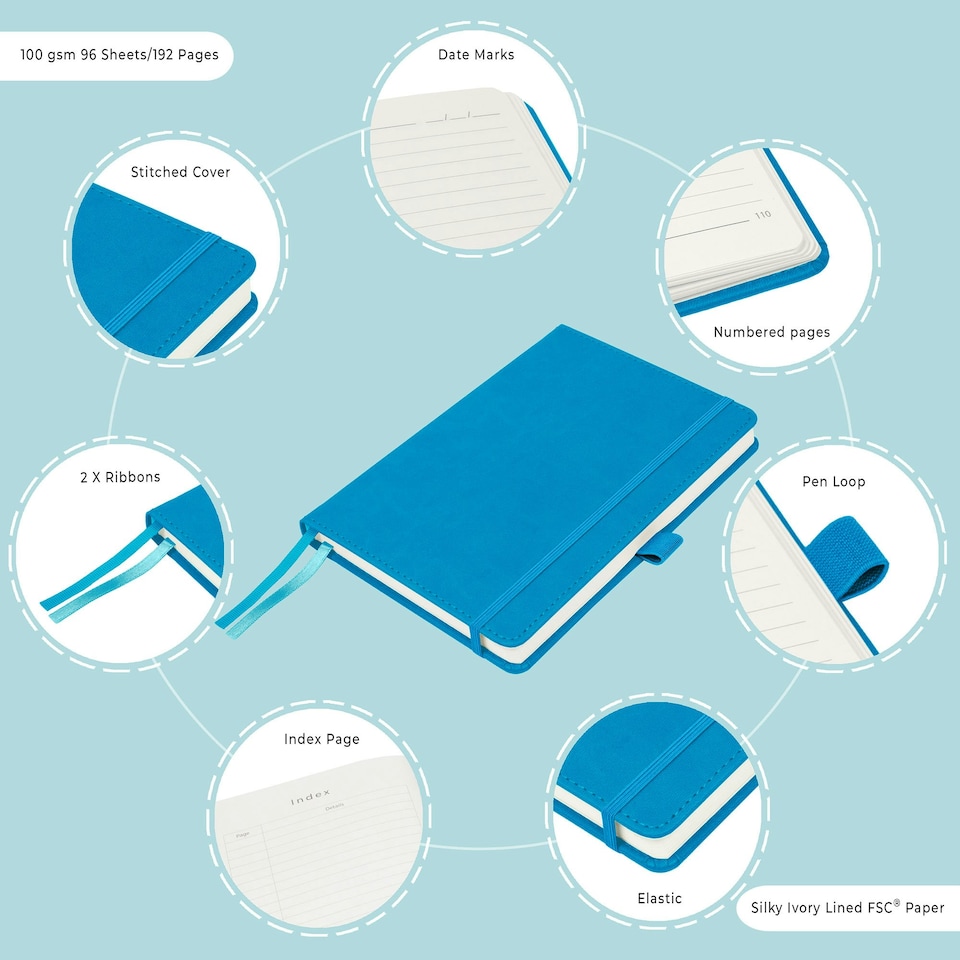 image 1 of Notes London A5 Italian Styled Moretti Notebook Cyan