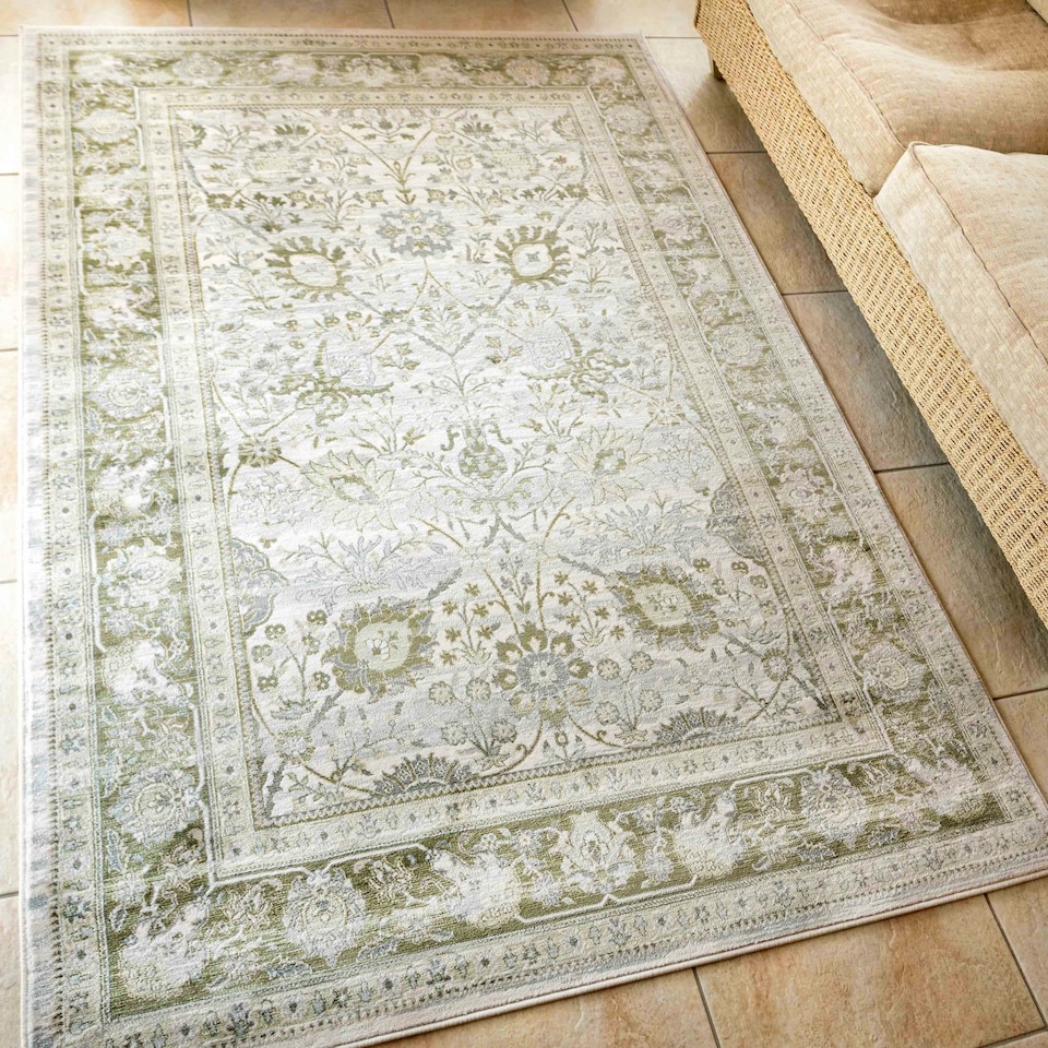 image 1 of KUKOON Green Vintage Style Floral Living Room Area Rug 80cm x 150cm Green