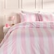 image 1 of OHS Vertical Stripe Microfibre Bedding Duvet Cover Set with Pillowcase | Pink | Pink | Double