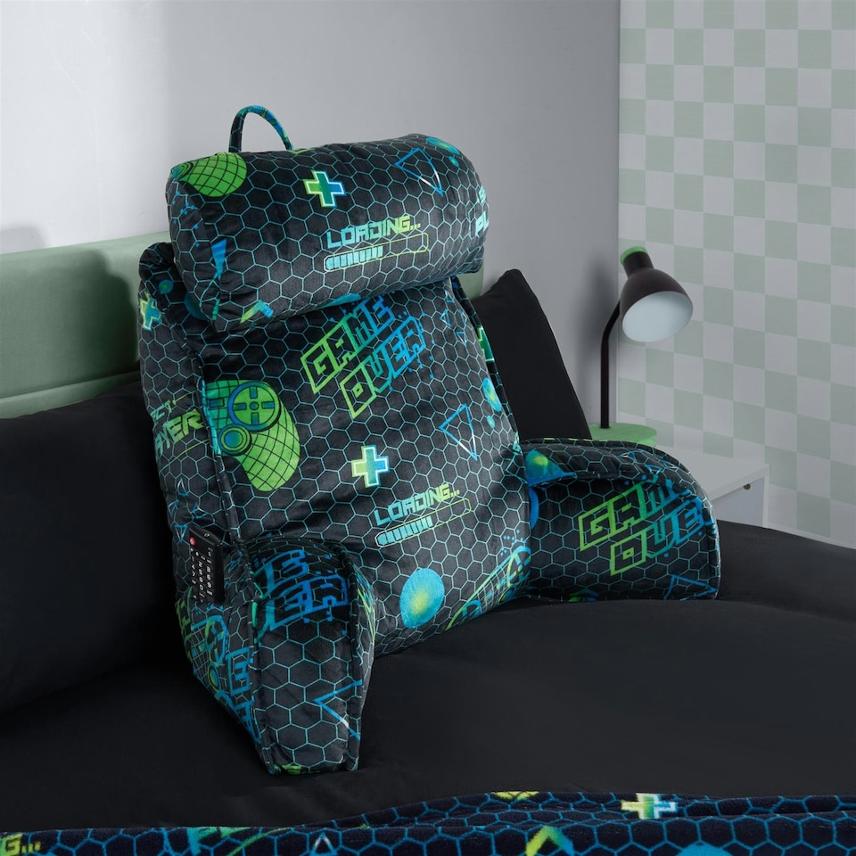 image 1 of OHS Soft Plump Cosy Reading Support Sofa Bed Pillow Cuddle Cushion With Head Rest Blue | Navy Blue Gaming | 80 x 60cm