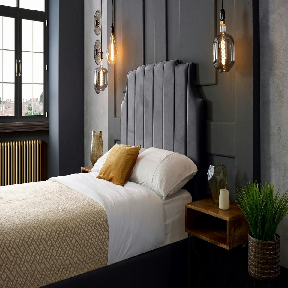 image 1 of Nelson Plush Steel Double Bed Frame - Steel