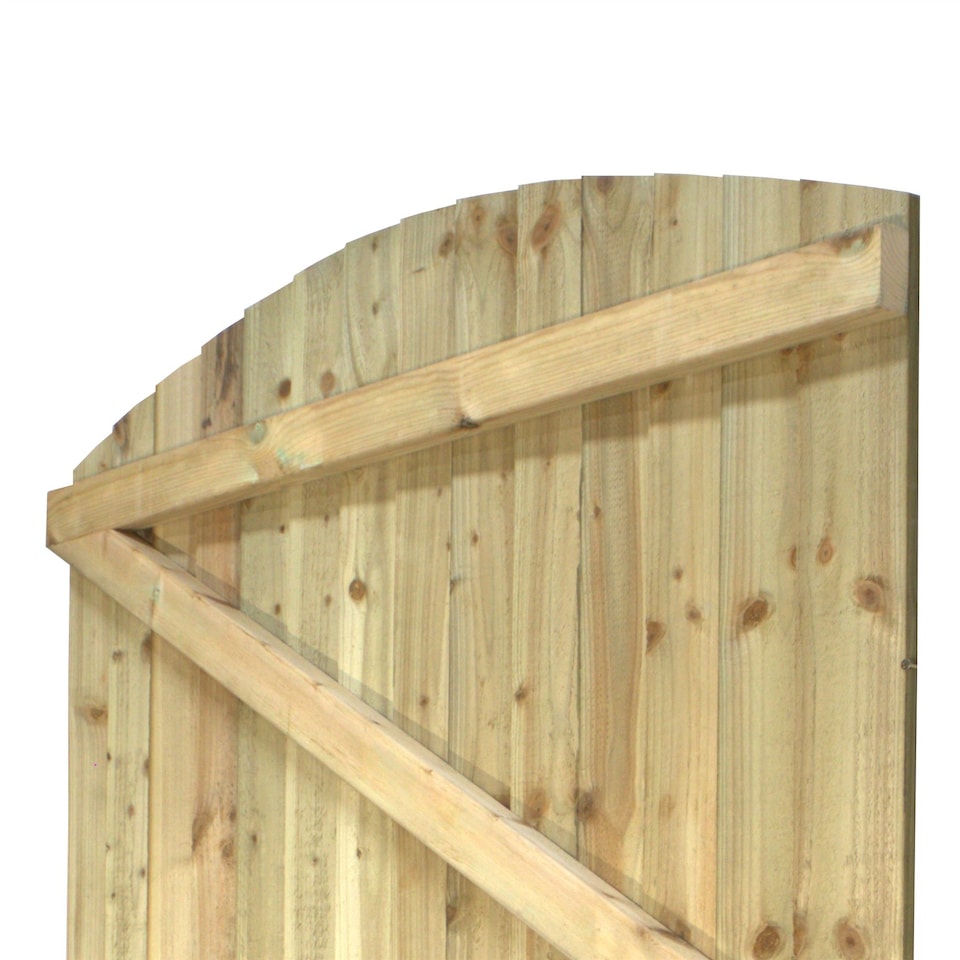 image 1 of Arch Top Wooden Garden Gate 6ft x 4.5ft Feather Edge Semi-Braced Treated Door
