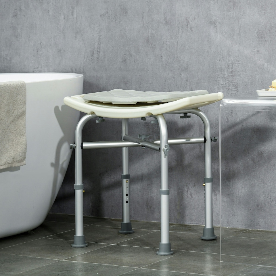 image 1 of HOMCOM Aluminium Shower Stool Adjustable Bath Stool for Senior Disabled Pregnant