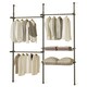 image 1 of Telescopic Wardrobe Organiser Double White Rail Clothes Rack Baskets Storage White | One Size