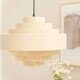 image 3 of ValueLights Sette Fabric Textured Cream Tiered Ceiling Pendant Shade and LED Bulb