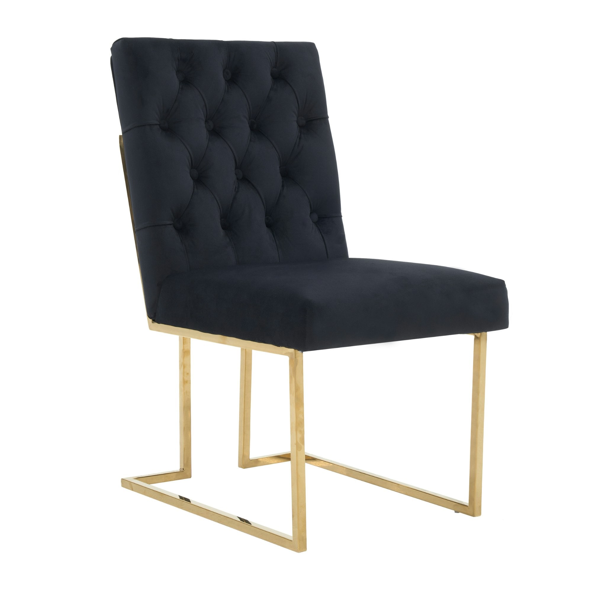 Single Siena Luxury Tufted Velvet Dining Chair with Gold Frame & Legs - Modern Upholstered Accent Chair Green Green