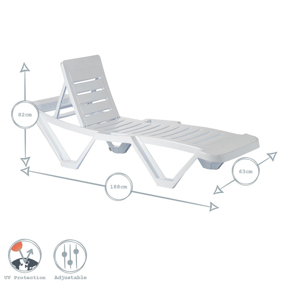 image 1 of Resol Master 5 Position Sun Lounger & Side Table Set - White | White | White