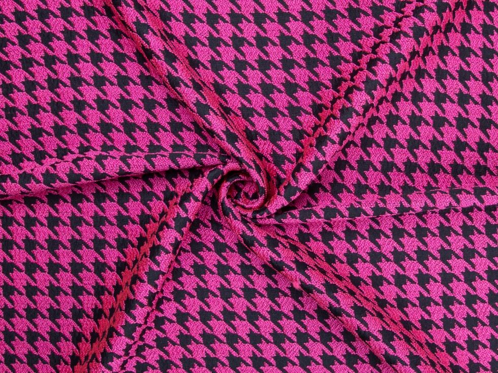 Minerva Black & Cerise Deadstock Tweed Coating Dressmaking Fabric per metre - 155cm / 61" Wide