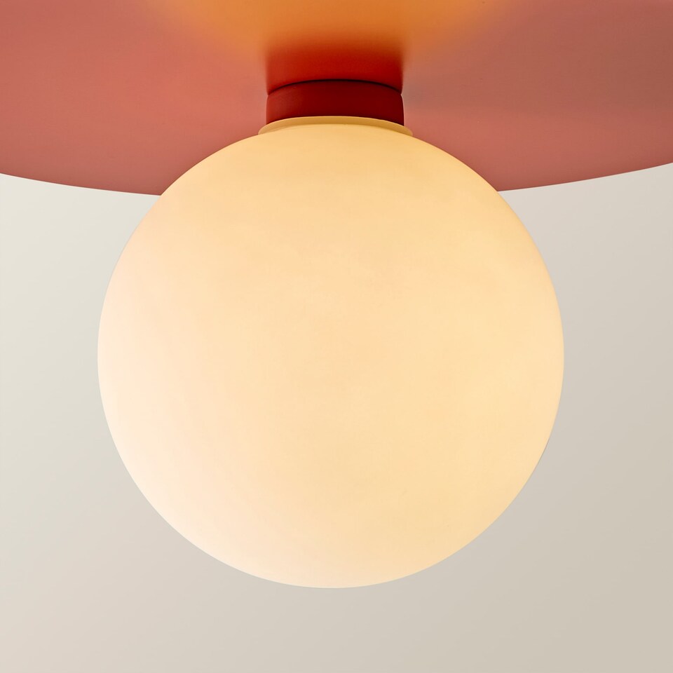 image 1 of ValueLights Darla Rust Frosted Globe Bathroom Flush Ceiling Light | Orange