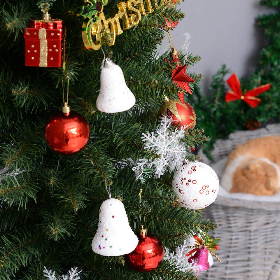 image 1 of HOMCOM 7FT Tall Christmas Pine Tree Artificial Easy Assembly Holiday Décor