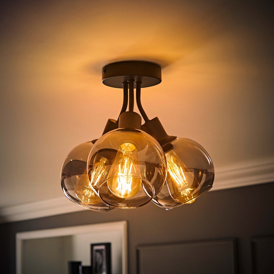 image 1 of ValueLights Bellamy Black Bubble Cluster Ceiling Light & Bulbs | Black