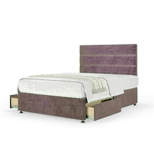 Mauve Naples Velvet 2 Drawer Divan Base and Milan Headboard Super King