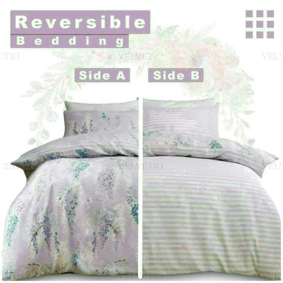 image 1 of Ophelia Floral Printed Duvet Cover Set Reversible Polycotton Beddings Multi | Single