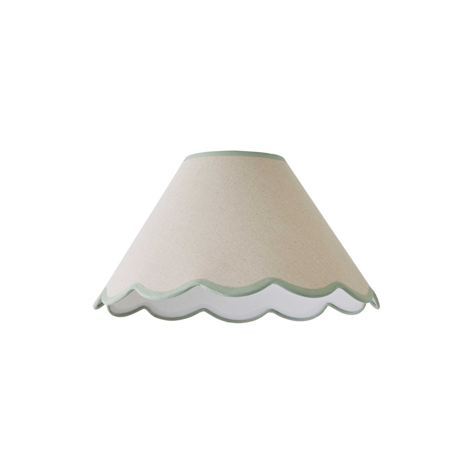 image 1 of ValueLights Florie Natural Large Taper Lamp Shade Scallop Green Trim | Green