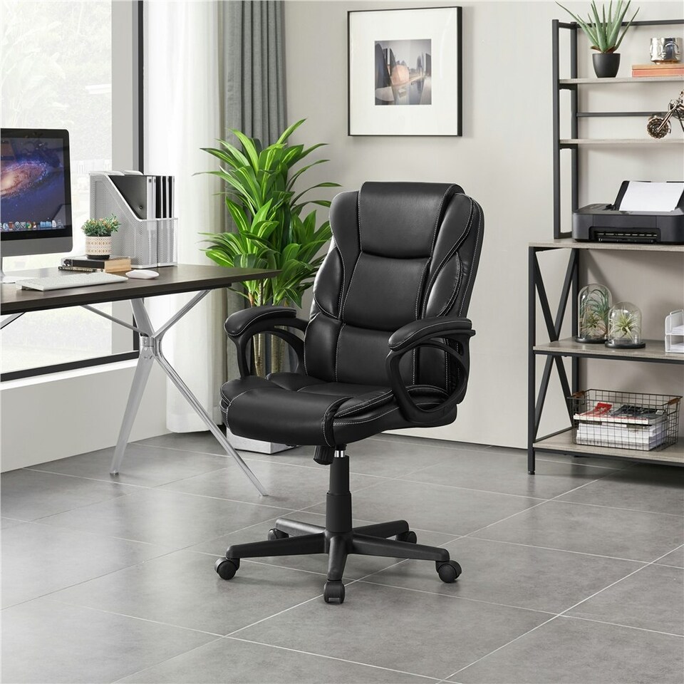 image 1 of Yaheetech PU Leather Executive Chair with High Back Black | Black