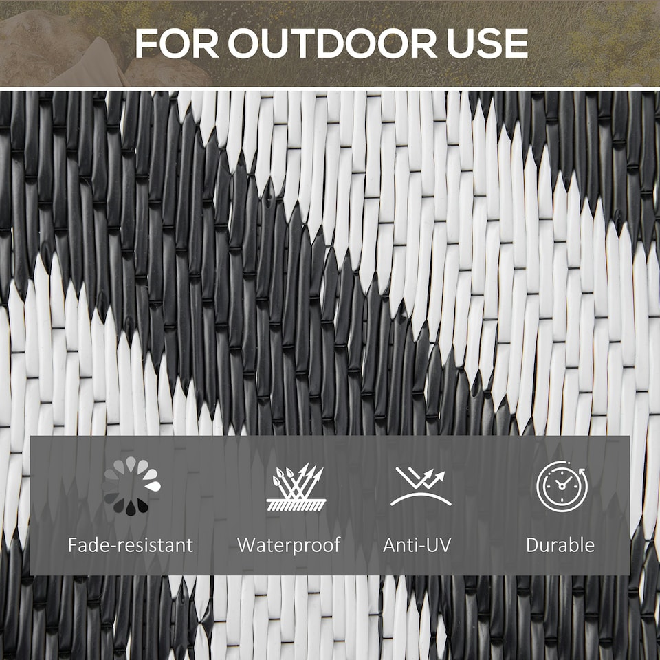 image 1 of Outsunny Reversible Outdoor Rug Plastic Straw RV Camping Mat for Garden Deck Picnic Grey | Light Grey