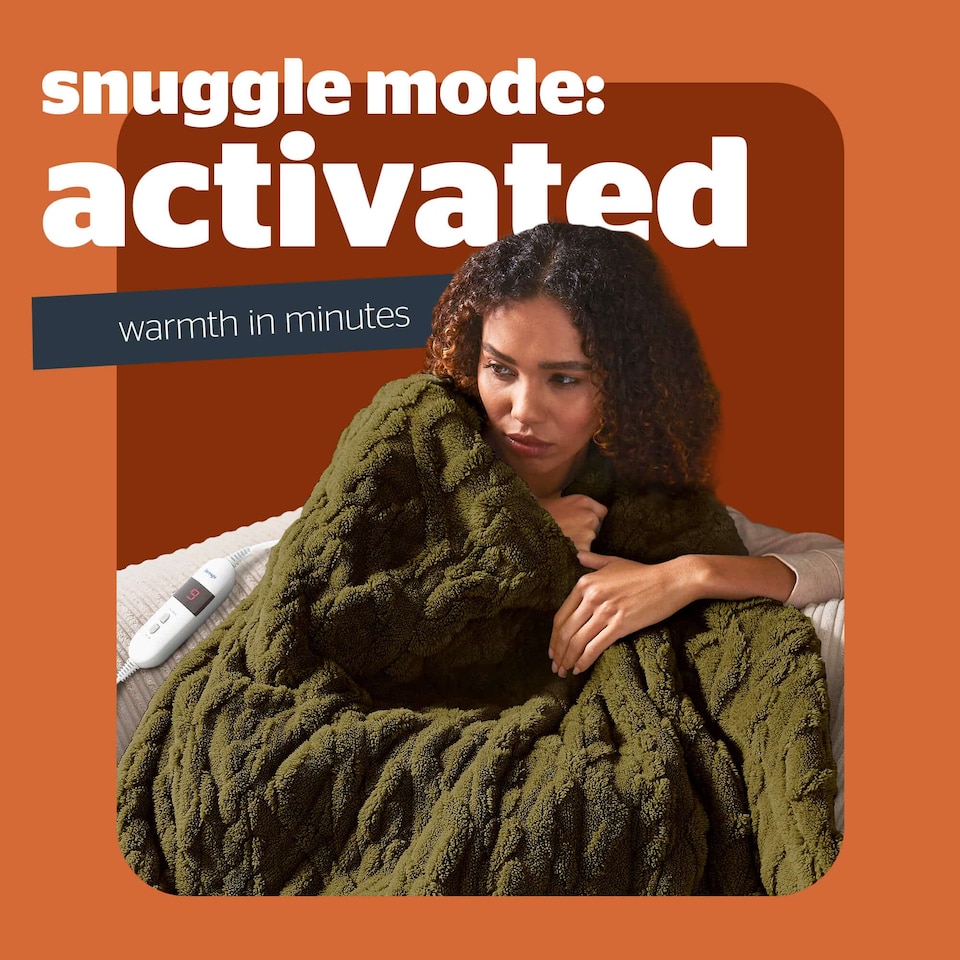 image 1 of Silentnight Luxury Super Cosy Heated Throw, Olive | Green | Olive | One Size | 1