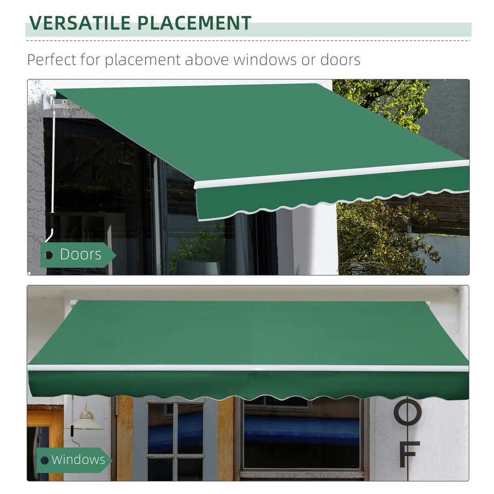 image 1 of Outsunny Garden Sun Shade Canopy Retractable Awning, 4 x 3(m), Green
