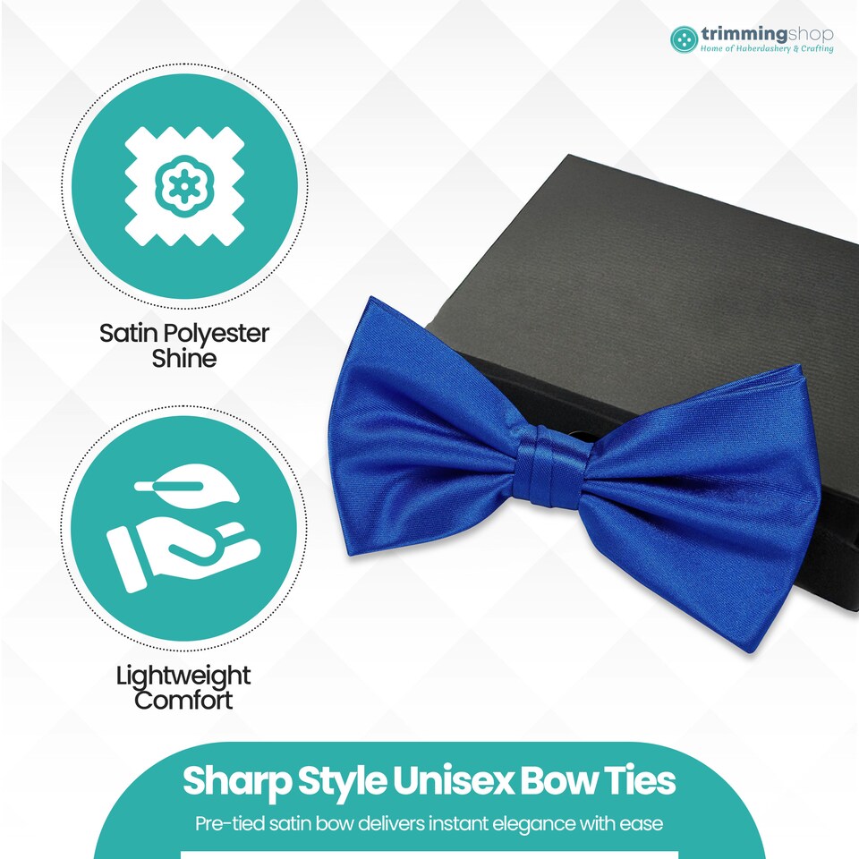 image 1 of Mens Bow Ties Colourful Plain Solid Satin Polyester Stylish Bow Ties