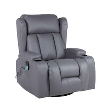 SoHo 10 in 1 Recliner Armchair With Swivel, Tilt Heated and Massage Functionality Grey | Grey | One Size