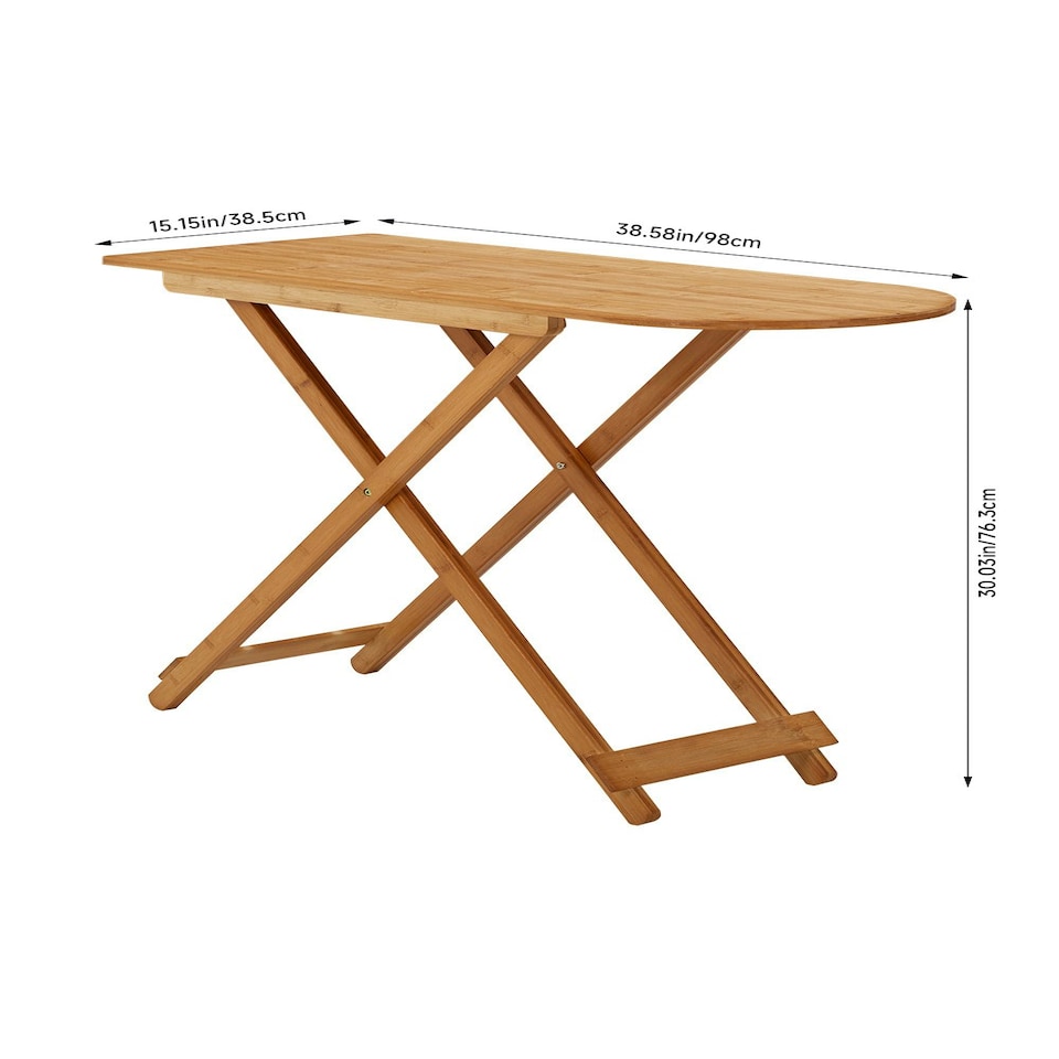 image 1 of Living and Home Foldable Small Wooden End Table 98 W x 38.5 D x 76.3 Hcm Brown