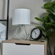 image 1 of ValueLights Angus 2 x Chrome Metal Basket Cage Bed Side Table Lamps with White Fabric Shades and LED Golfball Bulbs In Warm White Chrome