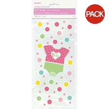 Unique Party Polka Dot Cellophane Baby Shower Party Bags (Pack of 20) - Pink - One Size