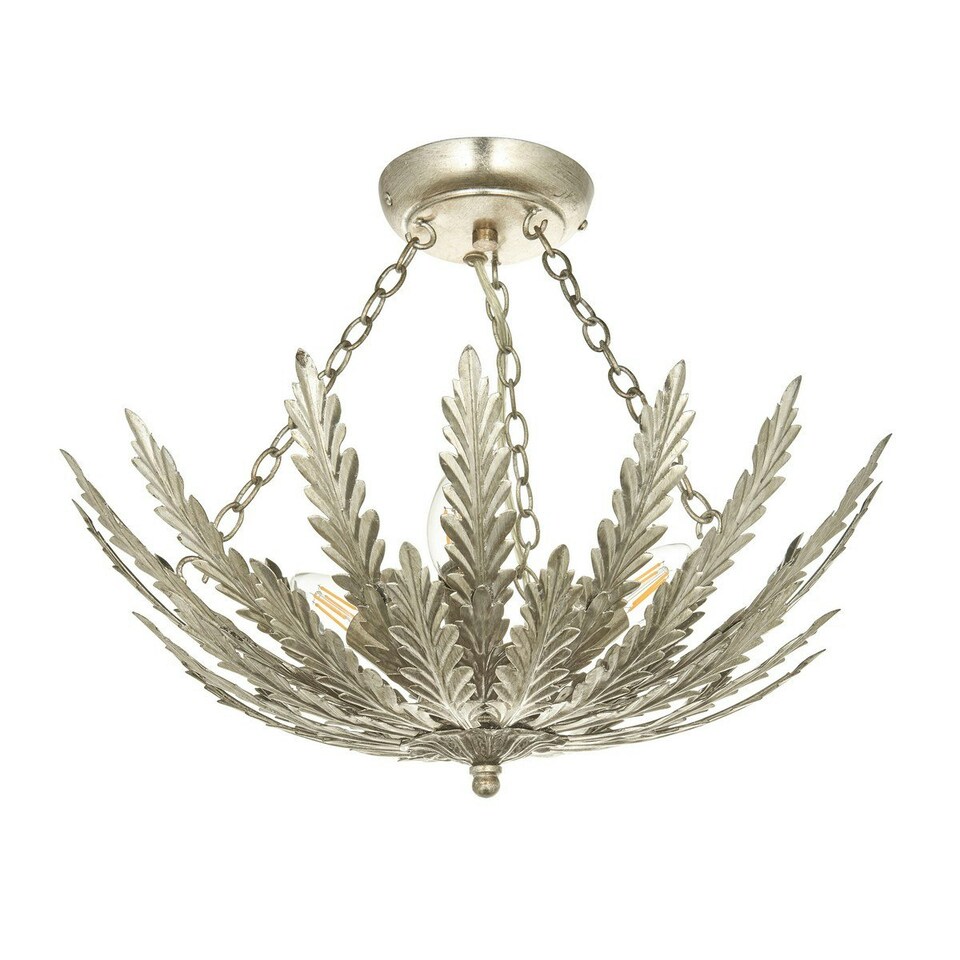 image 1 of Delphine Decorative Silver Layered Leaf Semi Flush Ceiling Light
