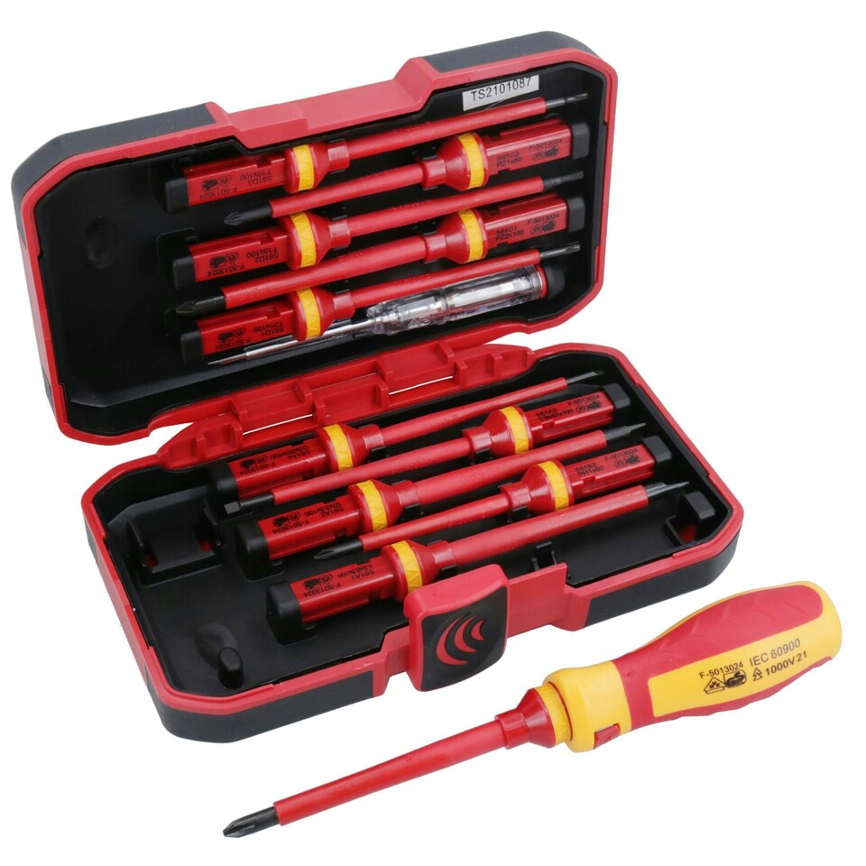 image 1 of VDE Insulated Screwdrivers Flat Pozi Phillips Torx Interchangeable Heads 13pc