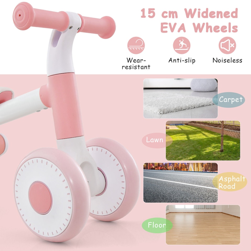 image 1 of COSTWAY Baby Balance Bike Folding Toddler Walker Pink