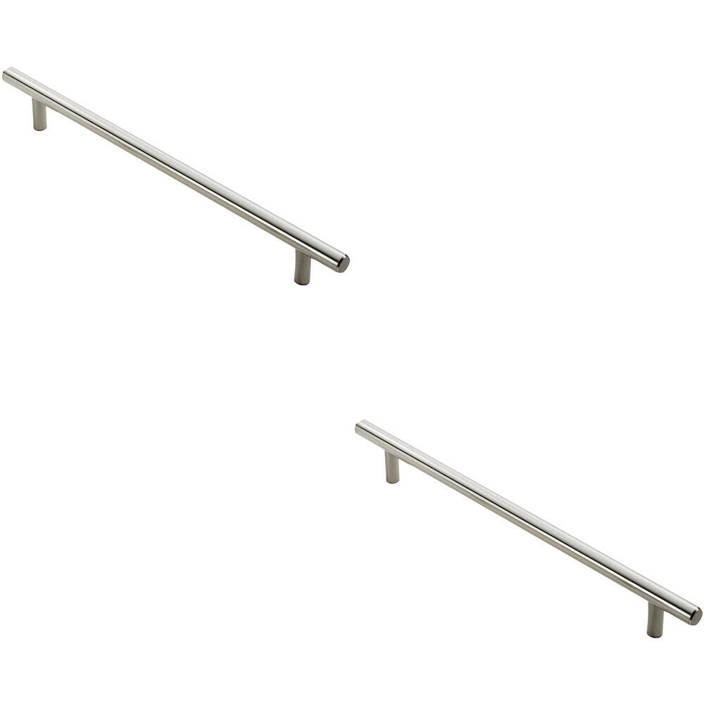 Loops 2x Round T Bar Cabinet Pull Handle 828 x 12mm 768mm Fixing Centres Satin Nickel in Metallics