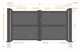 image 3 of Double Swing Gate 3750x2200mm Black - Diagonal Solid Infill and Flat Top | Black | 1